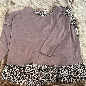 Brown and cheetah print blouse